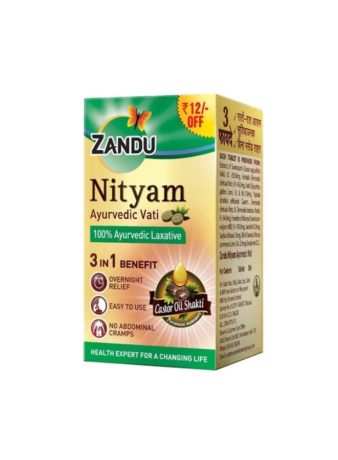 Zandu Nityam Vati Ayurvedic Laxative Tablets for Overnight Constipation Relief