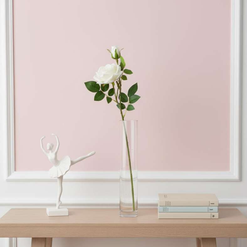 Pan Home Artificial Rose Stem Flower - White - Image 1