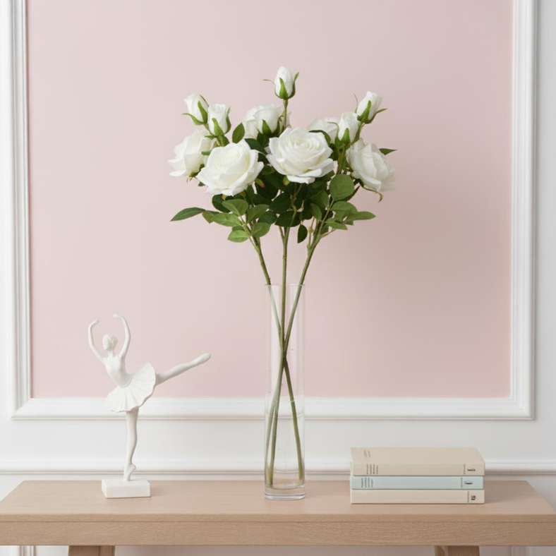 Pan Home Artificial Rose Stem Flower - White - Image 3