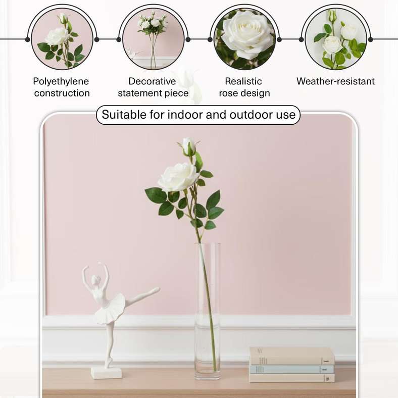Pan Home Artificial Rose Stem Flower - White - Image 5