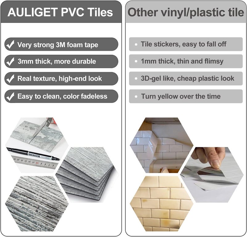 AULIGET 32 Piece Peel and Stick Backsplash PVC Tile, 3 Inch x 6 Inch Rustic Brick Stick on Tiles for Backsplash Kitchen, Bathroom, Laundry Room, Camper, Fireplace - Image 4