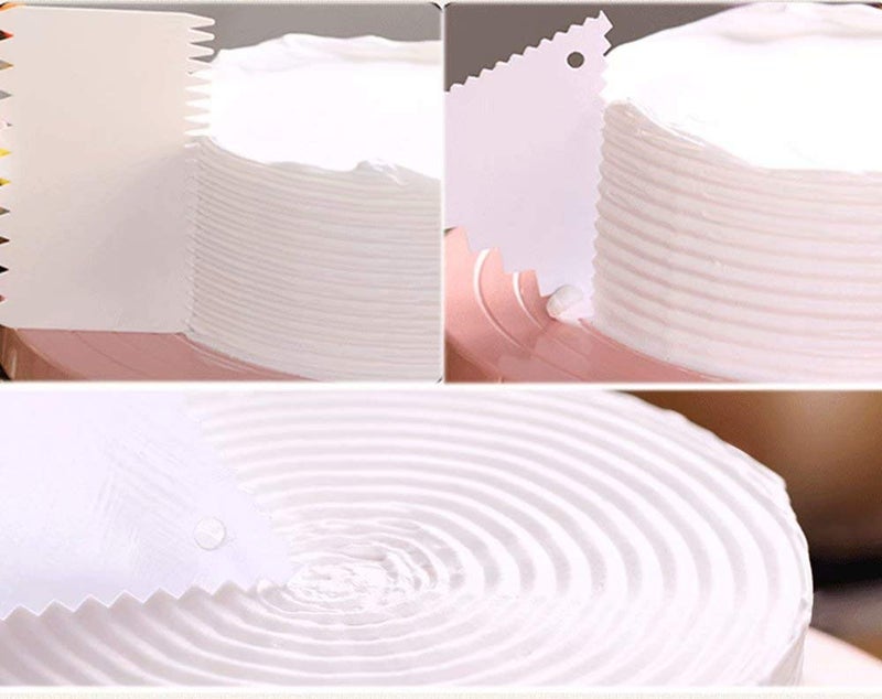 ANZKA Cake Scraper Set, 6 PCS, White, Plastic, Baking Tools, Cake Decorating Tools - Image 5