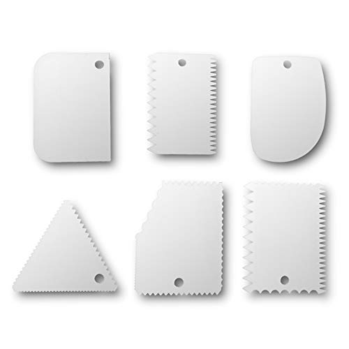 ANZKA Cake Scraper Set, 6 PCS, White, Plastic, Baking Tools, Cake Decorating Tools - Image 1