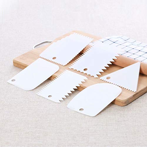ANZKA Cake Scraper Set, 6 PCS, White, Plastic, Baking Tools, Cake Decorating Tools - Image 2