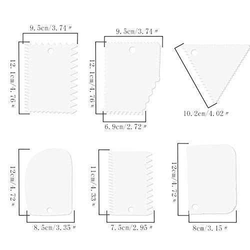 ANZKA Cake Scraper Set, 6 PCS, White, Plastic, Baking Tools, Cake Decorating Tools - Image 3