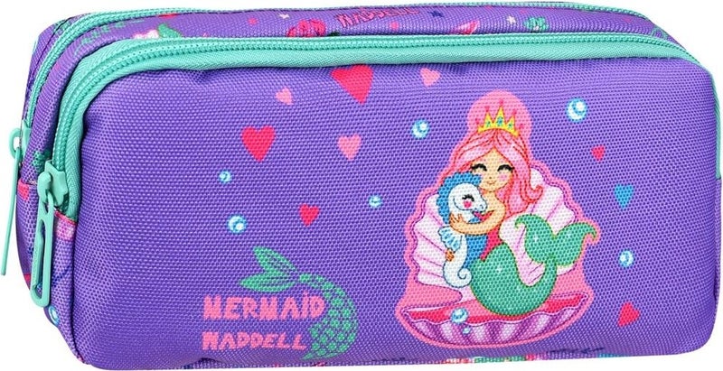 Waddell Licensed Lilac Mermaid Patterned 2 Pocket Pencil Case - Image 3