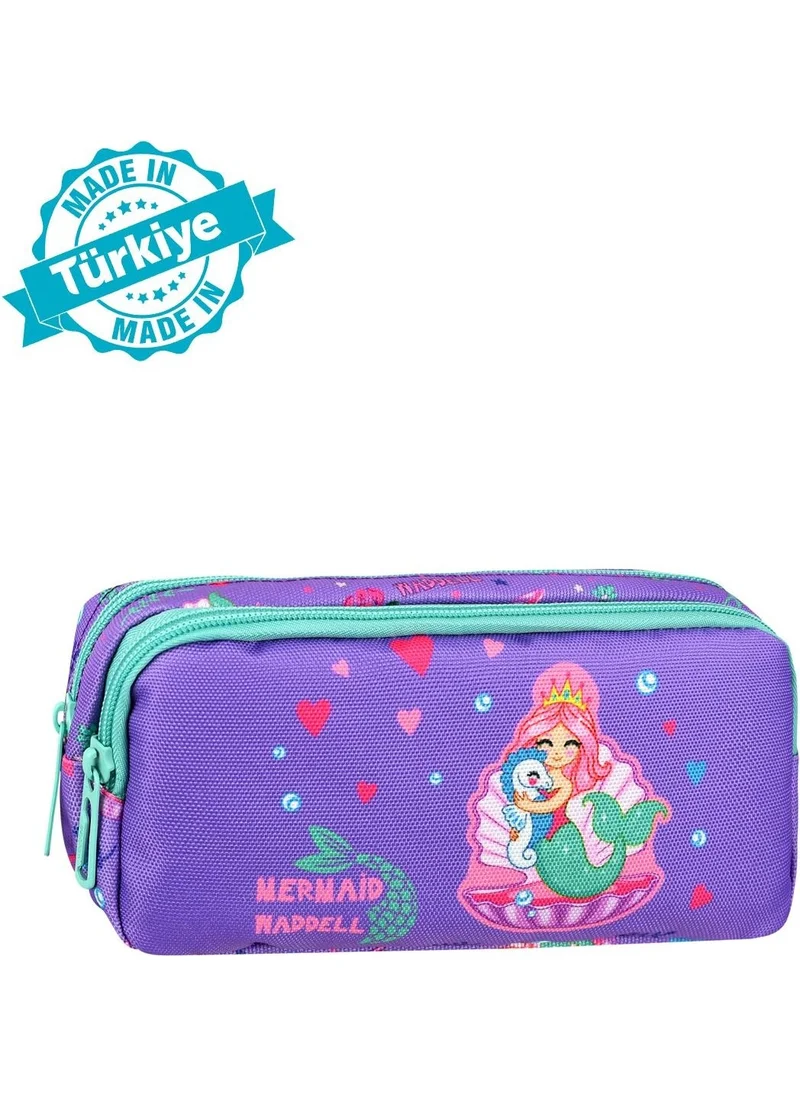 Waddell Licensed Lilac Mermaid Patterned 2 Pocket Pencil Case