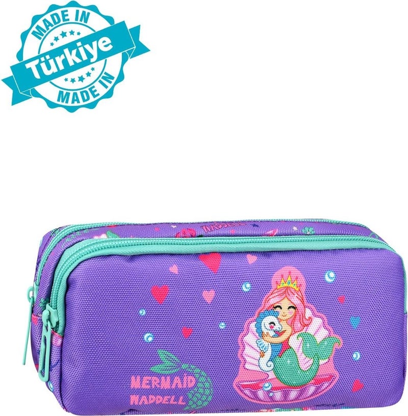 Waddell Licensed Lilac Mermaid Patterned 2 Pocket Pencil Case - Image 1