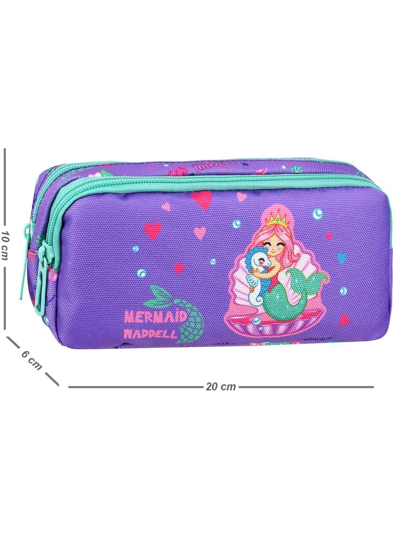 Waddell Licensed Lilac Mermaid Patterned 2 Pocket Pencil Case
