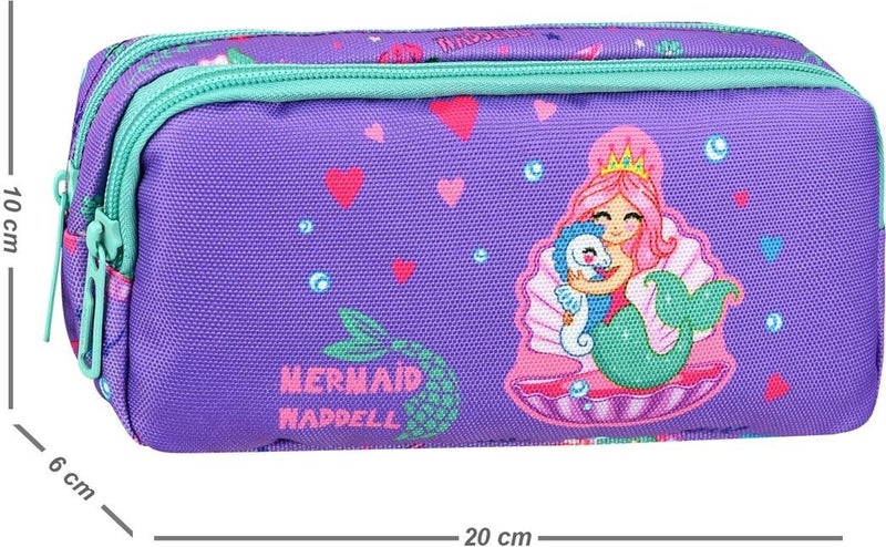 Waddell Licensed Lilac Mermaid Patterned 2 Pocket Pencil Case - Image 2