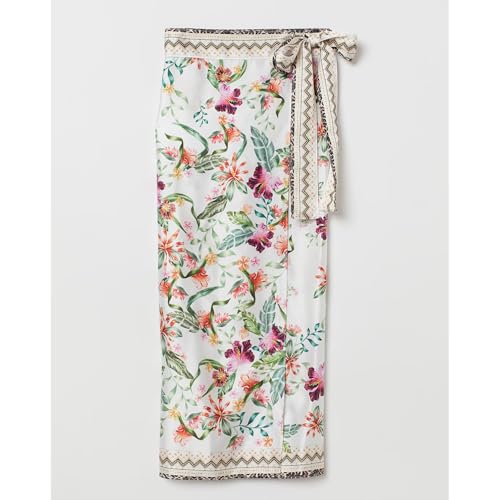 Sujama Women’s Floral Print Wrap Skirts Boho Tie Knot Skirt High Waist Causal Cute Flower Graphic Long Skirts Beachwear 2025 Green - Image 3