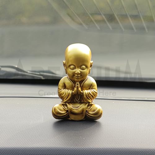 Artarium Baby Monk Statue Monk Buddha Idol Showpiece Figurine Gautam Buddha Statue for Car Dashboard Table Top Home Decoration (Baby Monk 4Inch) - Image 2