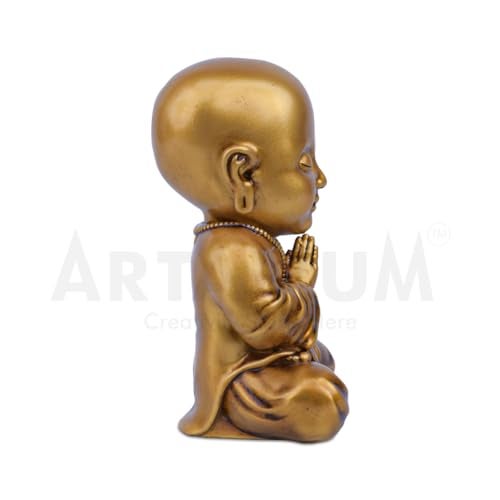 Artarium Baby Monk Statue Monk Buddha Idol Showpiece Figurine Gautam Buddha Statue for Car Dashboard Table Top Home Decoration (Baby Monk 4Inch) - Image 4