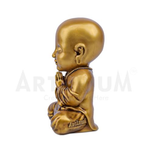 Artarium Baby Monk Statue Monk Buddha Idol Showpiece Figurine Gautam Buddha Statue for Car Dashboard Table Top Home Decoration (Baby Monk 4Inch) - Image 5