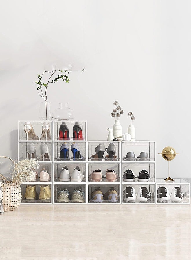 CityRiya-Long Shoe Organizer Storage Boxes 15 Pack Sneaker Containers Bins for Closet Clear Stackable Shoe Storage Box Large Shoe Box Plastic Shoe Organizer for Shoe Rack Shoe Display Case  - Image 1