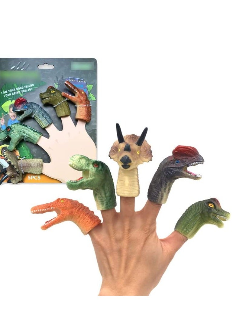 5 Pcs Dinosaur Head Finger Puppets, Perfect for Party Favors, Goodie Bags, and Fun Activities - Image 1