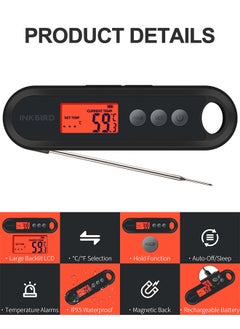 INKBIRD INKBIRD Digital Food Thermometer IHT-2XP Supports External Probes Instant Read Meat Thermometer Grilling Large Backlit LCD Auto Sleep Temperature Alarms Calibration Ideal For Cooking Frying  - Image 2