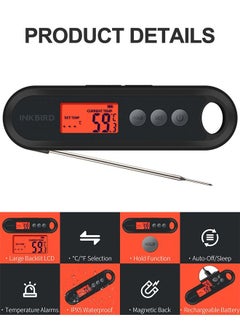 INKBIRD INKBIRD Digital Food Thermometer IHT-2XP Supports External Probes Instant Read Meat Thermometer Grilling Large Backlit LCD Auto Sleep Temperature Alarms Calibration Ideal For Cooking Frying  - Image 2