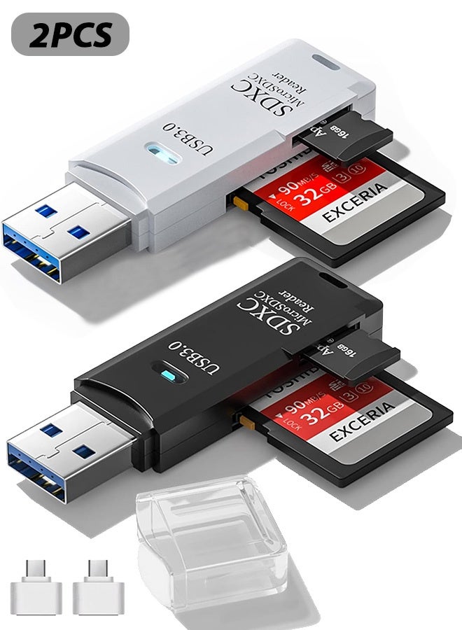 Quantum 2 PCS SD Card Reader, 2-in-1 Phone Card Reader to USB Adapter, Memory Card Reader Compatible with iPhone 15/16 Series - Image 1