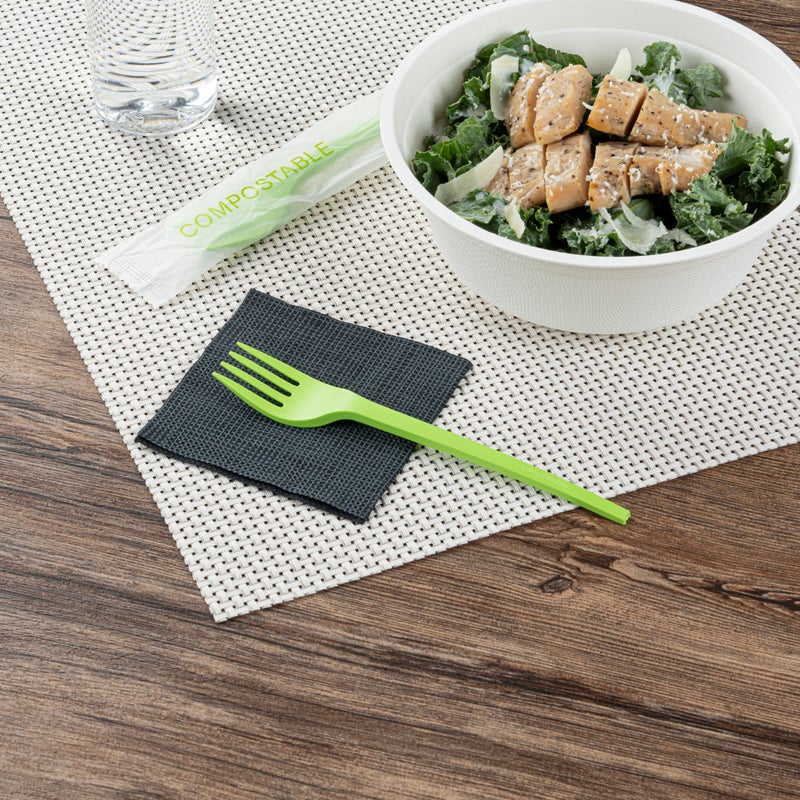 Restaurantware-Basic Nature 6.5 Inch Forks, 250 Disposable Fork - Individually Wrapped, Durable, Green CPLA Disposable Silverware, Withstands Up To 180F, Ideal For Large Events - Image 4