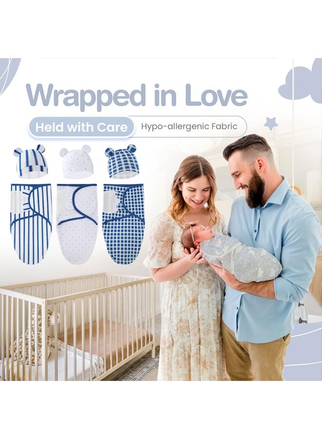 Vividorad Baby Swaddle Wrap,6 PCS Baby Swaddle Blanket Wrap Cap Set for Newborn Infant,Baby Swaddle Blanket With Caps,Baby Swaddle Sleep Sack,100% Breathable Cotton 0-6 Month,Soft Cotton Wearable for Boy Girl - Image 3