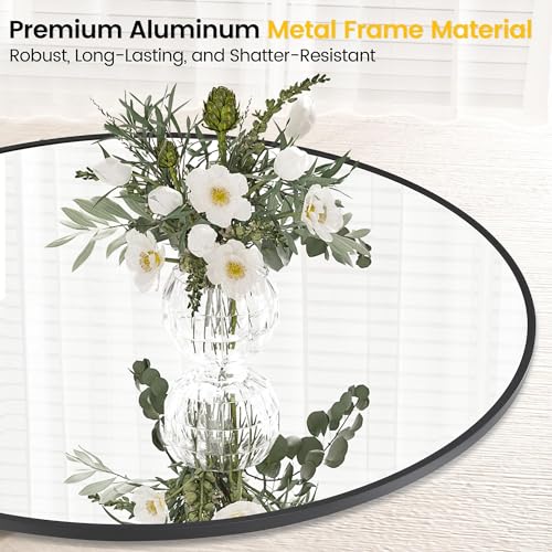 GarveeTech 20 Inch Black Circle Wall Mirror, Modern Round Metal Framed Mirror for Bathroom, Entryway, Living Room, Bedroom, Dining Room, Hallway, Decorative Home Décor, Easy Mount - Image 5