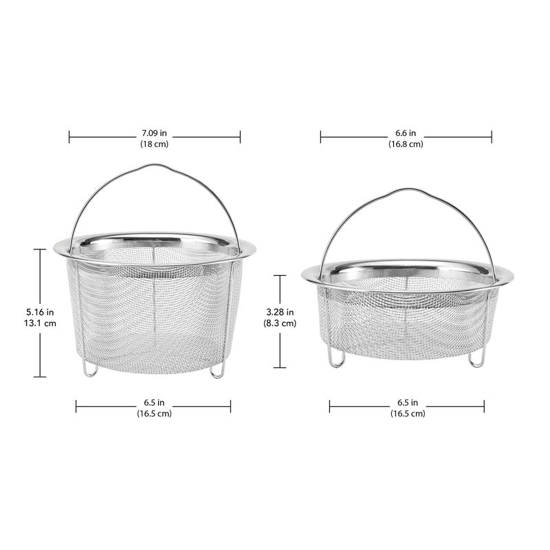 Instant Pot Official Mesh Steamer Basket Set, Stainless Steel, Dual-Purpose Steamer & Strainer, Easy-Lift Handle, Dishwasher Safe, Rust-Resistant, Essential Accessory for Healthy Cooking - Image 2