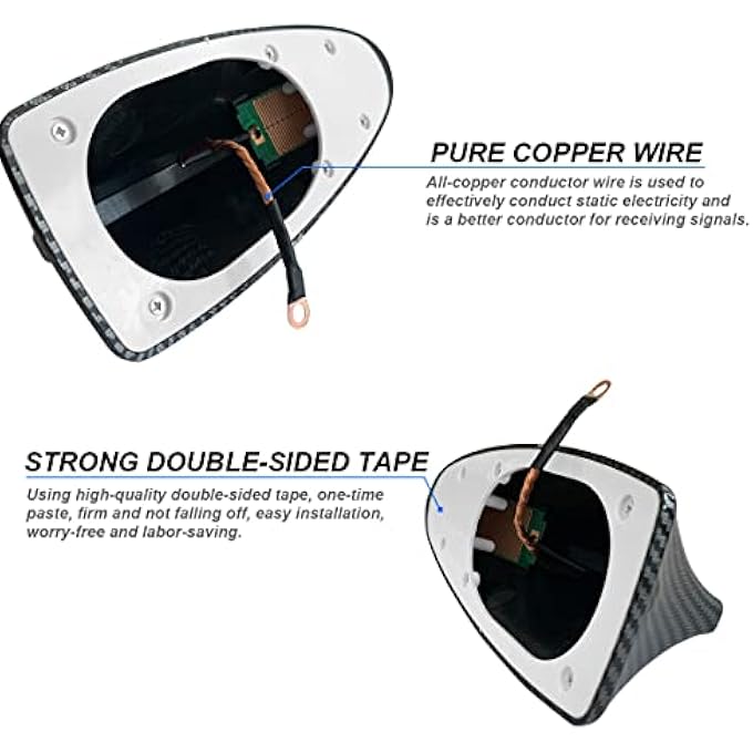 rayihni غطاء هوائي على شكل زعنفة سمكة القرش للسيارة، هوائيات سقف السيارات AM/FM، قاعدة إشارة الراديو، غطاء على شكل زعنفة سمكة القرش مع شريط لاصق، ملحقات السيارة عالمية لمعظم سيارات السيدان، SUV، الفان (كربون) - Image 2