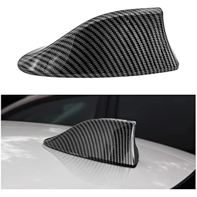 rayihni غطاء هوائي على شكل زعنفة سمكة القرش للسيارة، هوائيات سقف السيارات AM/FM، قاعدة إشارة الراديو، غطاء على شكل زعنفة سمكة القرش مع شريط لاصق، ملحقات السيارة عالمية لمعظم سيارات السيدان، SUV، الفان (كربون) - Image 1