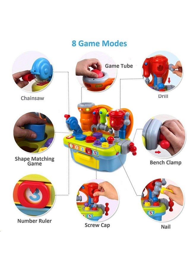 Yiosion Musical Learning Tool Workbench Work Bench Toy Activity Center For Kids With Shape Sorter - Image 2