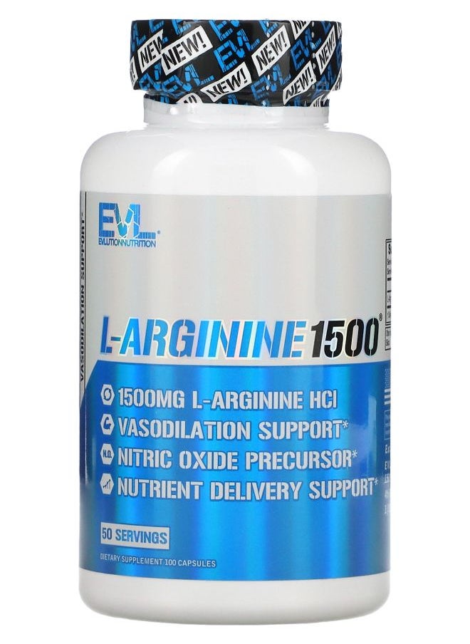 EVLUTION NUTRITION L-Arginine1500 1500 mg  100 Capsules (750 mg per Capsule) 
