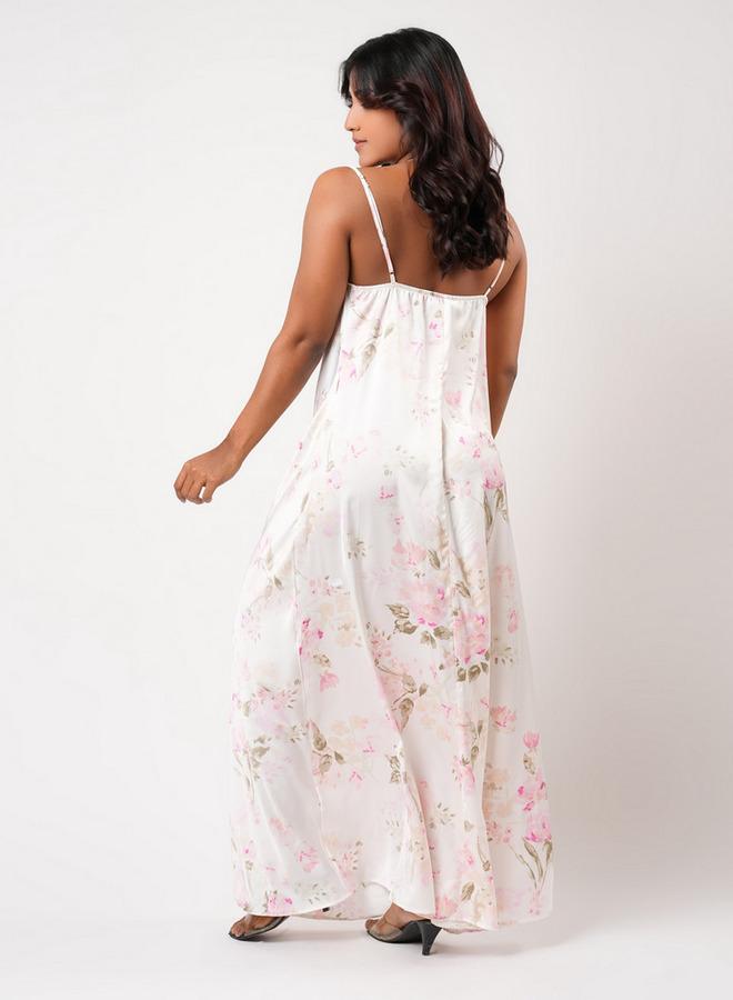 Aadaraya Sleeveless Floral Print Maxi Night Gown - Image 4