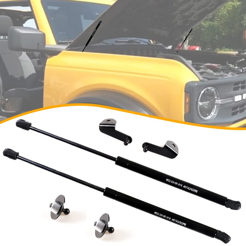 RERPRO Hood Struts Lift Support Kit for Ford Bronco 2 Door 4 Door 2021 2022 2023 2024 2025 Accessories Front Quick Hood Lift Supports Shocks Gas Springs Prop Rod Replacements, 2 Pack Black - Image 1