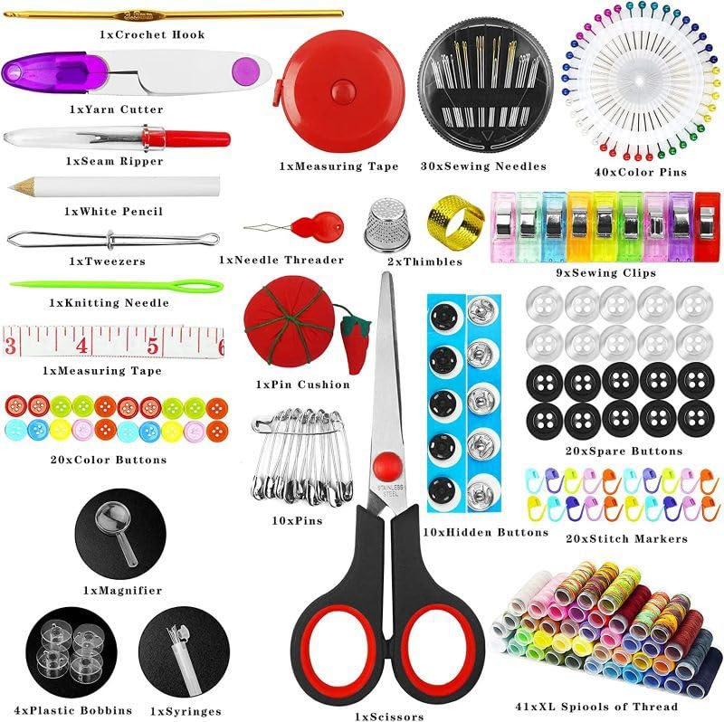 FNV Sewing kit, 229 pcs Sewing Accessories, Friendly for Beginner and Professional for Worker, Suitable for Travel, Home, School and DIY Gift, Needles, Scissors, 41XL Thread Spools - Image 2