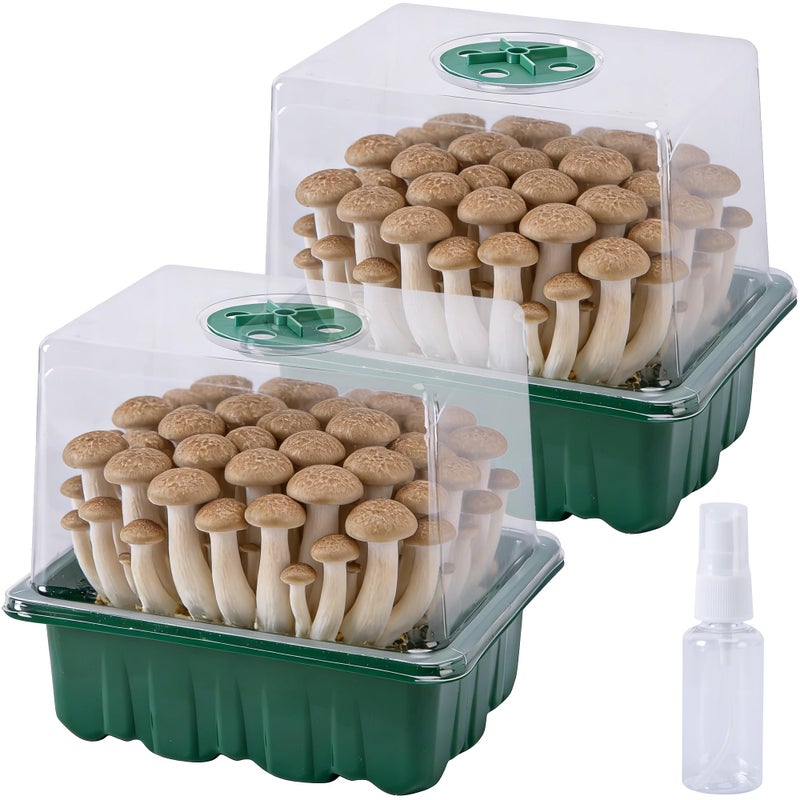 DECOHS 2 Pack Monotub Mushroom Grow Kit, Small Mushroom Fruiting Chamber Propagation Boxes, Monotub Mushroom Growing Box Mini Greenhouse with Adjustable Ventilation & Spray Bottle for Horticulture Supplies - Image 1