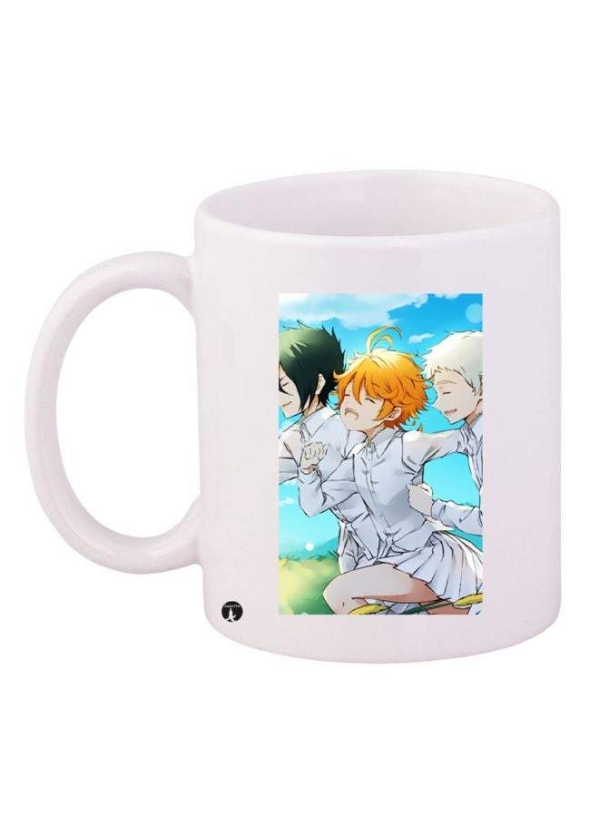 RYN Anime Printed Coffee Mug White/Blue/Yellow 11ounce