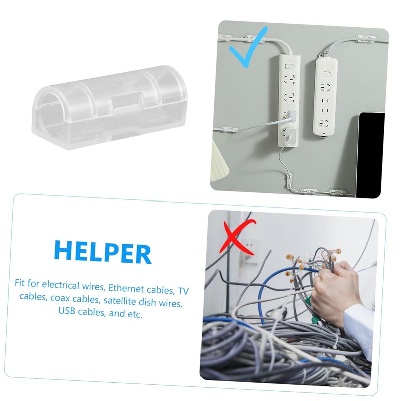 20Pcs Clear Self Adhesive Cable Clips Cord Holder Wire Management Organizer - Image 3