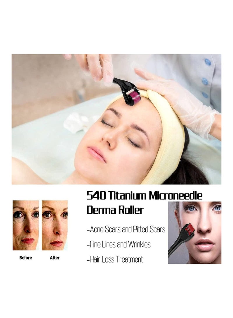 أوريتي ديرما رولر 540 إبرة، بكرة نمو الشعر من التيتانيوم، مضادة للتجاعيد الدقيقة، مضادة للشيخوخة، ندبات حب الشباب، علاج علامات التمدد، أداة تدليك للعناية بالوجه مع صندوق شفاف - Image 3