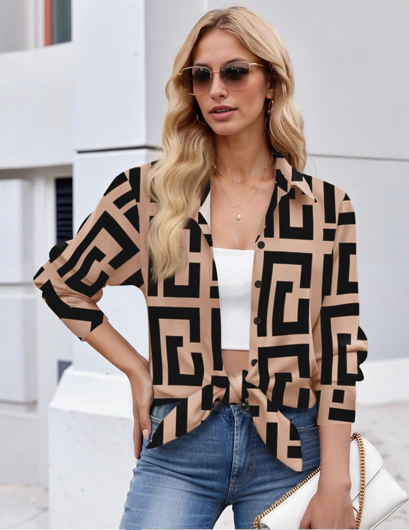 Zeagoo Button Up Shirts Women Blouses for Women Business Casual Printed Long Sleeve Blouses Office Work Collared Tops M - Image 4