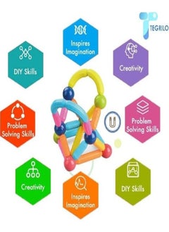 TEGRILO 84 PCS Magnetic Building Blocks Toy. Stacking Stick Rods and Ball Educational Construction Puzzle for Kids  - Image 4