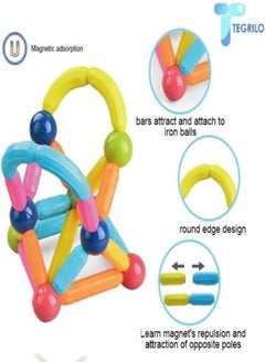 TEGRILO 84 PCS Magnetic Building Blocks Toy. Stacking Stick Rods and Ball Educational Construction Puzzle for Kids  - Image 5