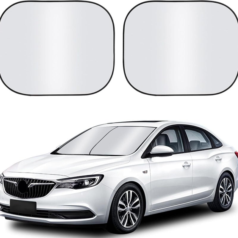 2pcs Foldable Car Sun Shade For Front Window 210T Coated Silver Reflective Medium - Image 1