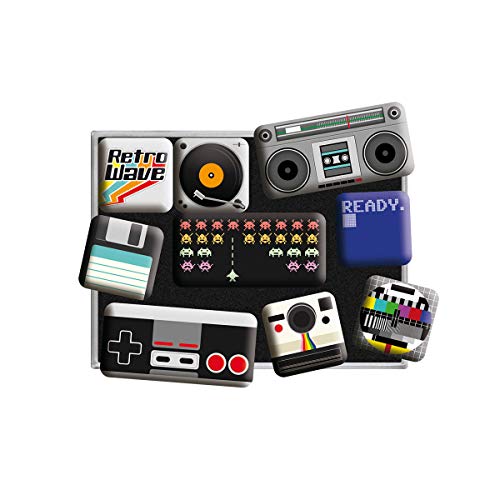Nostalgic Art Nostalgic-Art Retro Fridge Magnets, 9 Pieces, Retro Wave Media – Gift idea for Your Home, Magnet Set for Notice Board, Vintage Design - Image 1