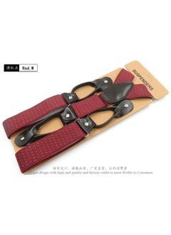 British Style Button Suspenders 3.5cm Wide Red and white dots +120cm