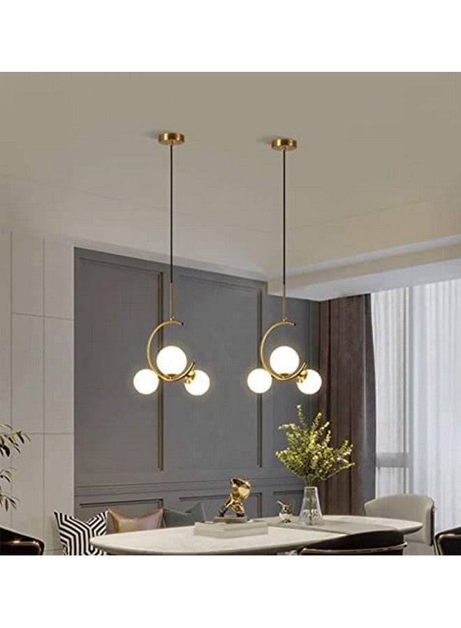 LEGEEN LEGEEN Globe Chandelier Hanging Light Gold Modern Ceiling Pendant Lamp with White Glass, Adjustable Cord Ceiling Light for Bedroom Living Dining Room(Bulb Included) (Pack of 2)  - Image 1
