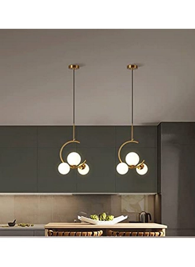 LEGEEN LEGEEN Globe Chandelier Hanging Light Gold Modern Ceiling Pendant Lamp with White Glass, Adjustable Cord Ceiling Light for Bedroom Living Dining Room(Bulb Included) (Pack of 2)  - Image 2
