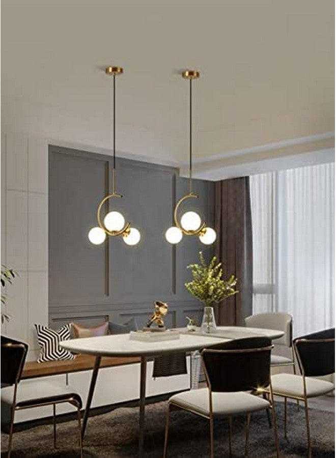 LEGEEN LEGEEN Globe Chandelier Hanging Light Gold Modern Ceiling Pendant Lamp with White Glass, Adjustable Cord Ceiling Light for Bedroom Living Dining Room(Bulb Included) (Pack of 2)  - Image 3