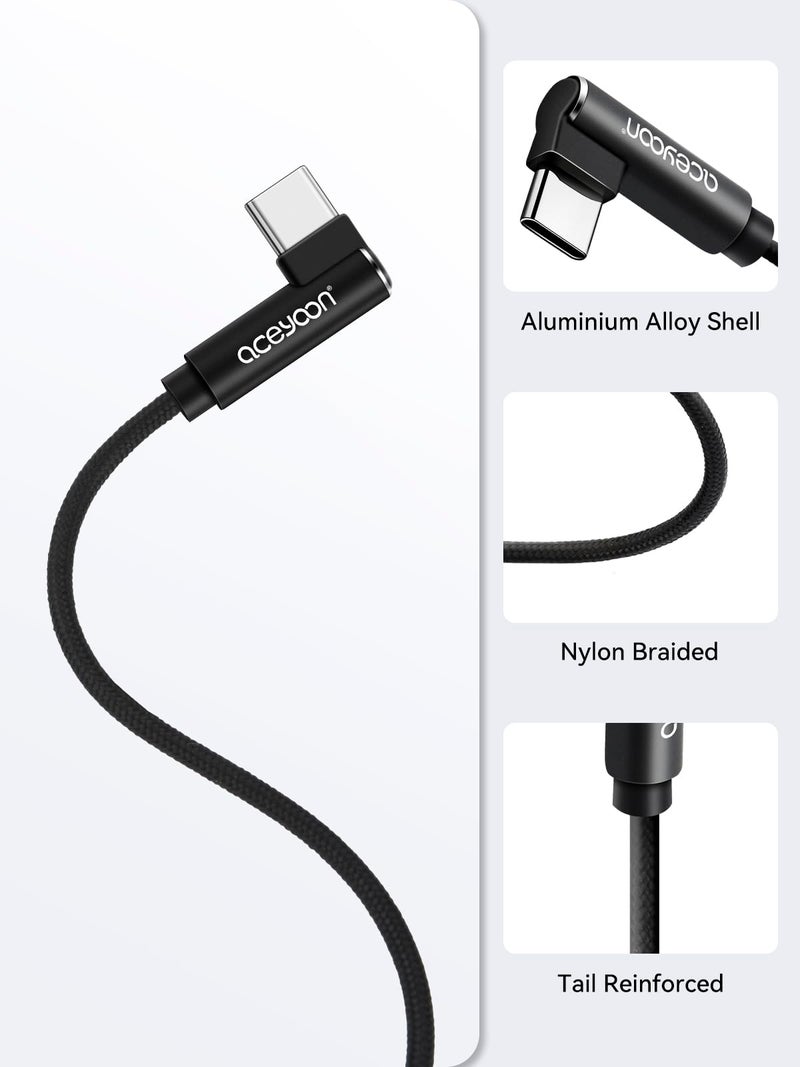 aceyoon كابل USB C بزاوية 90 درجة من آسيون - 3 حزم، 0.6 قدم، شاحن بزاوية يمين من نوع C، كابل شحن وتزامن بيانات بطول 20 سم متوافق مع S10 S9 S8، P40 P30 P20، Mate 30/20، Pixel - Image 5