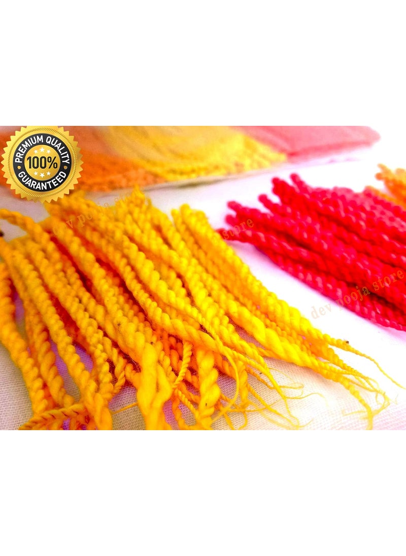 DEV POOJA STORE DEV POOJA STORE Pure Akhanad Jot Batti Jot Wicks Deepam Vattulu Buy Long Cotton Wicks for Diya Arti Navratri Special Lambi Diya Jyot Batti 180 Piece Multi Colored 8cm Long  - Image 3