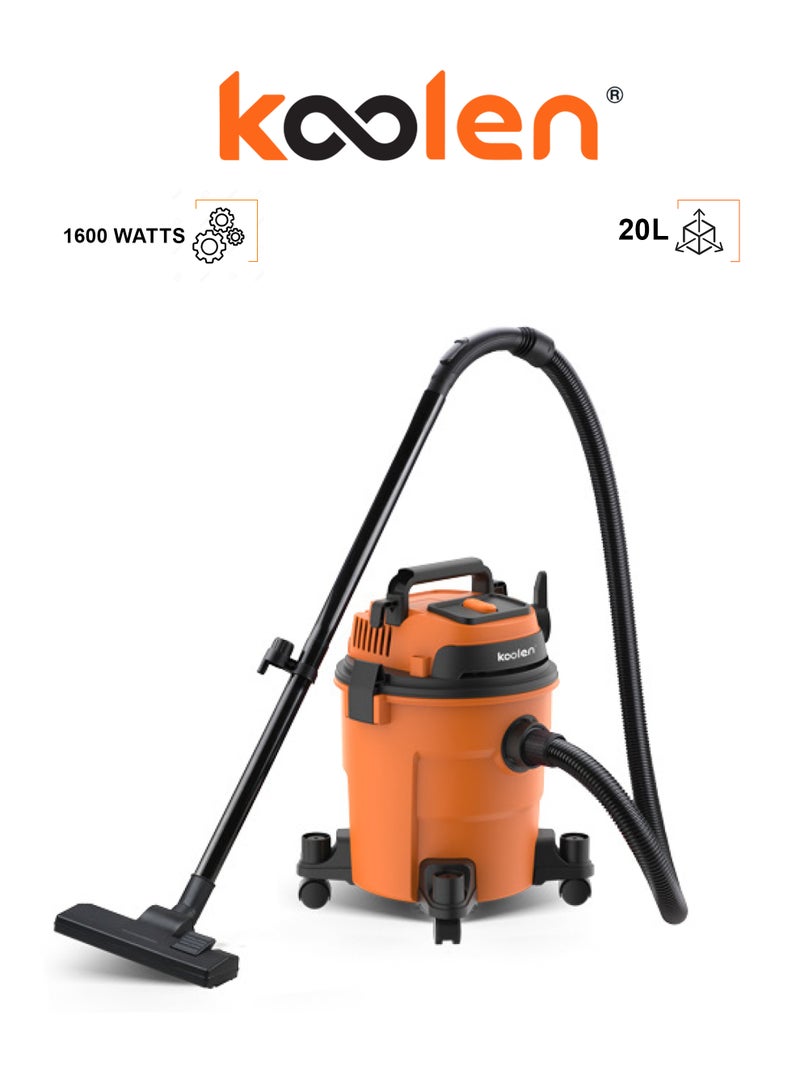 KOOLEN Wet & Dry Drum Vacuum Cleaner 20 L 1600 W 806101009 Black & Orange - Image 1